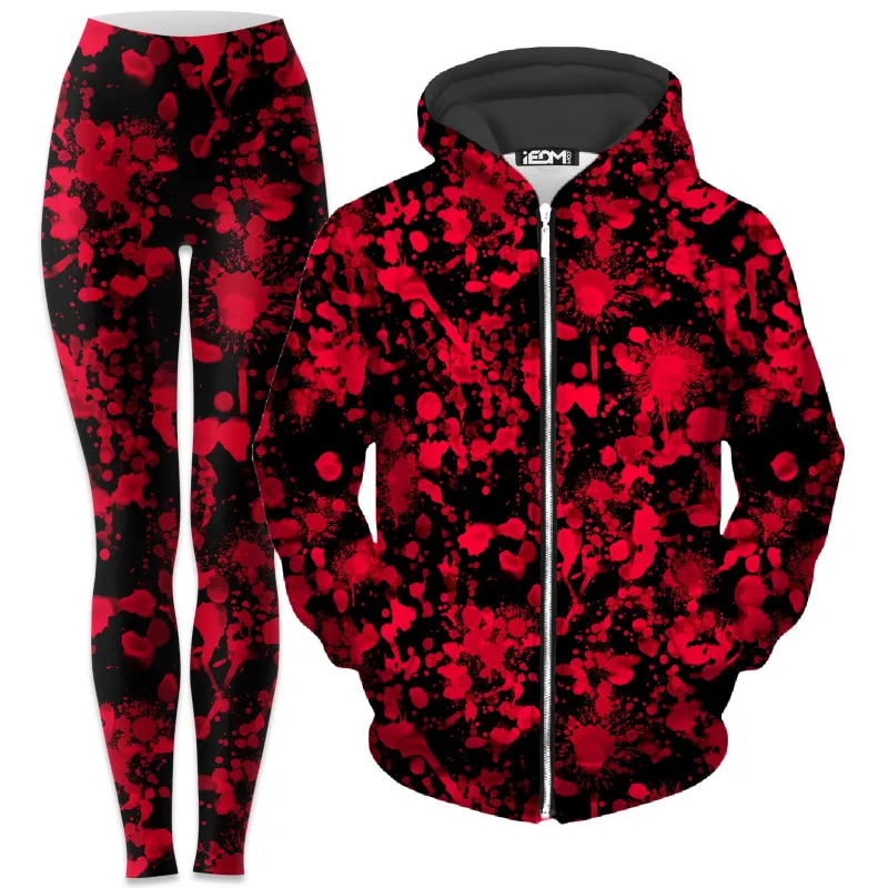 Bloody Black Zip-Up Hoodie and Leggings Combo sold by iEDM
