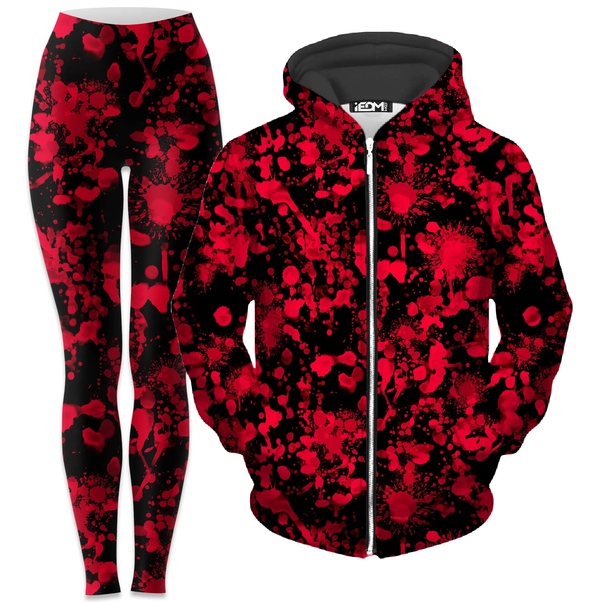 Bloody Black Zip-Up Hoodie and Leggings Combo sold by iEDM