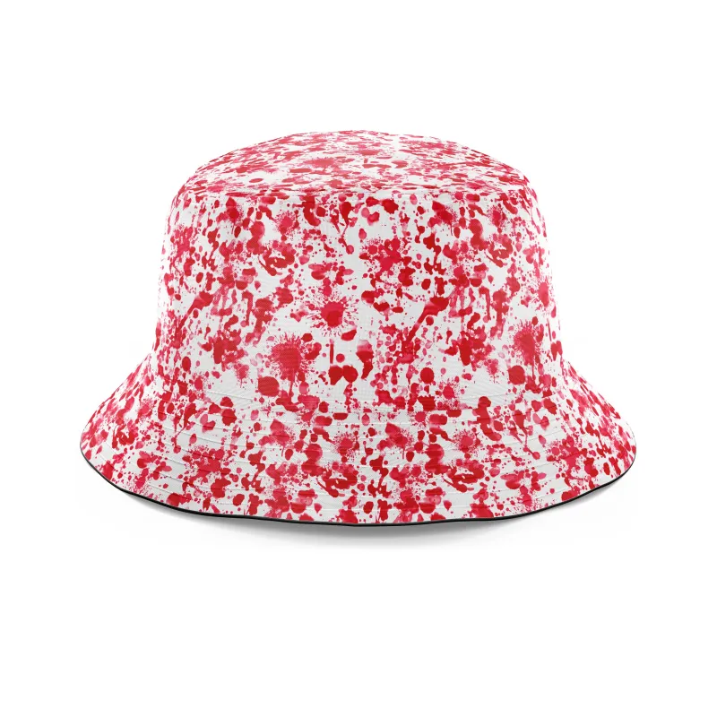White Blood Print Bucket Hat sold by iEDM