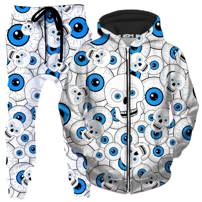 Skull Eye Balls Zip-Up Hoodie and Joggers Combo sold by iEDM