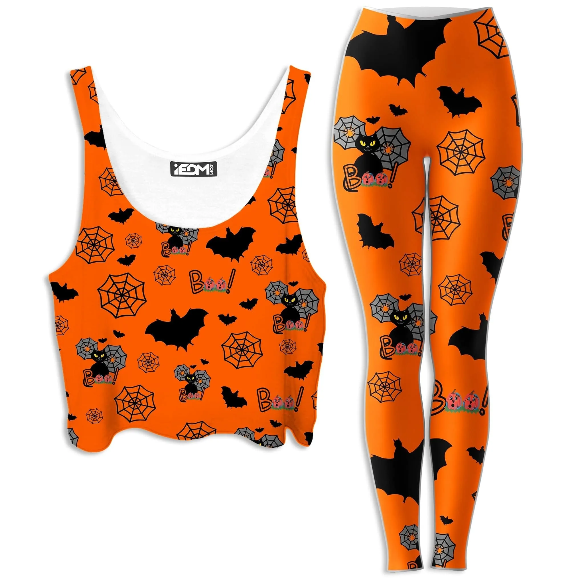 Halloween Black Cats Crop Top and Leggings Combo sold by iEDM