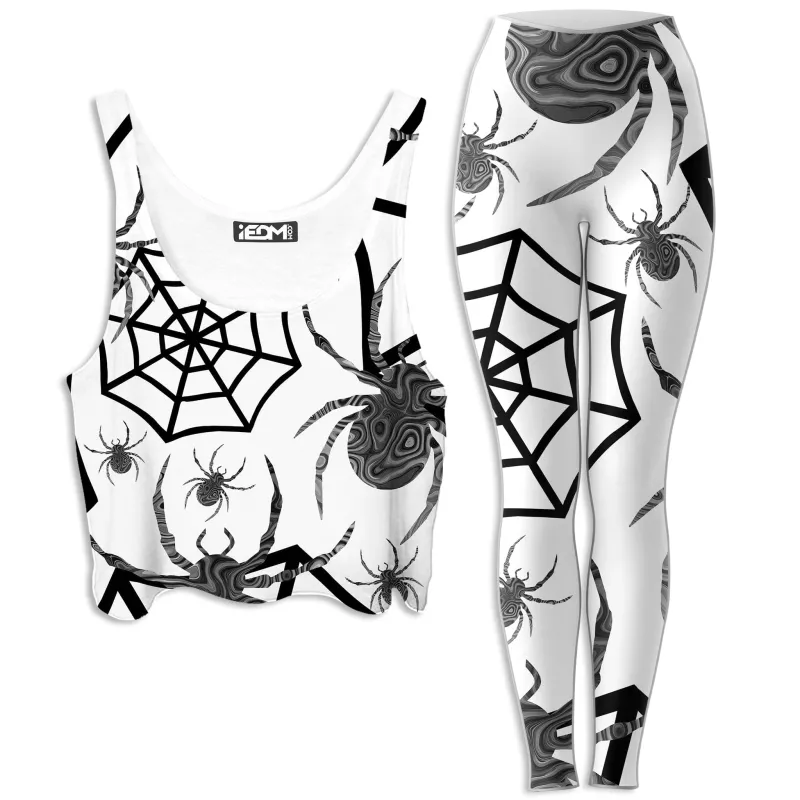 Black & White Halloween Crop Top and Leggings Combo sold by iEDM