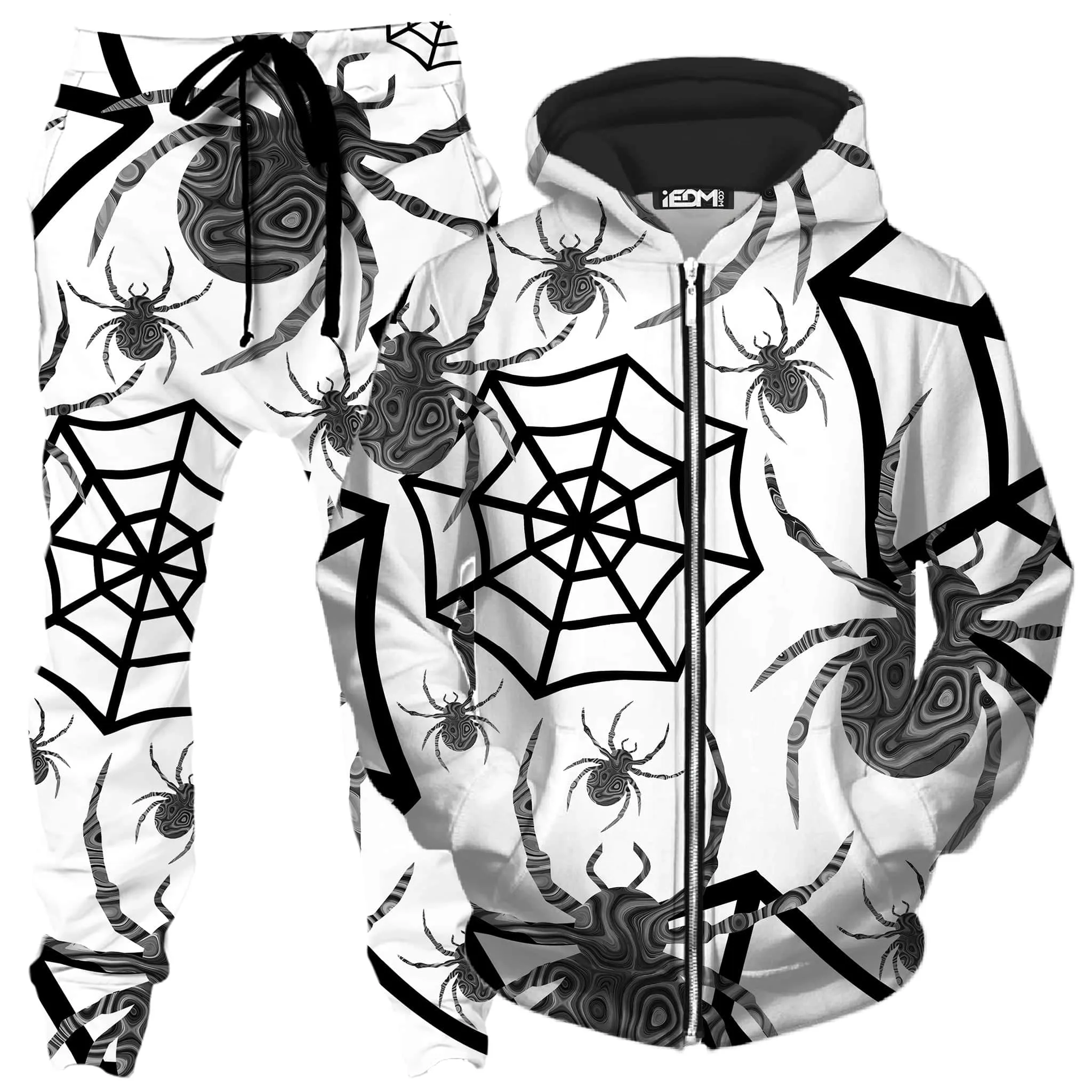 Black & White Halloween Zip-Up Hoodie and Joggers Combo sold by iEDM