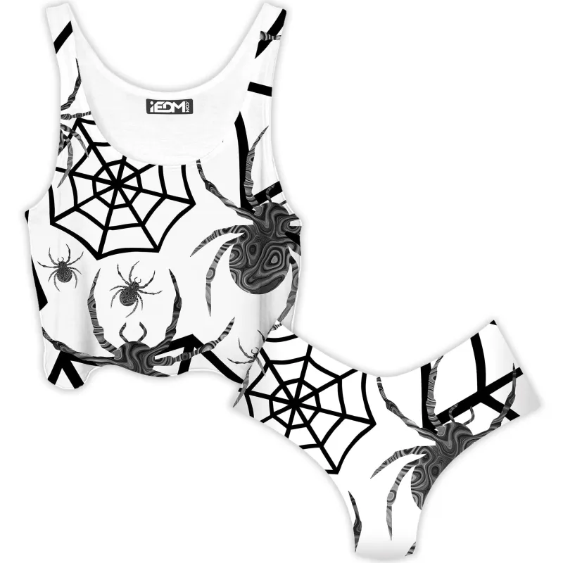 Black & White Halloween Crop Top and Booty Shorts Combo sold by iEDM