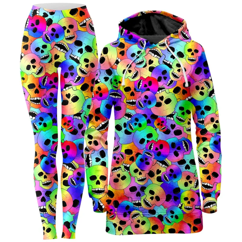 Happy Skulls Hoodie Dress and Leggings Combo sold by iEDM