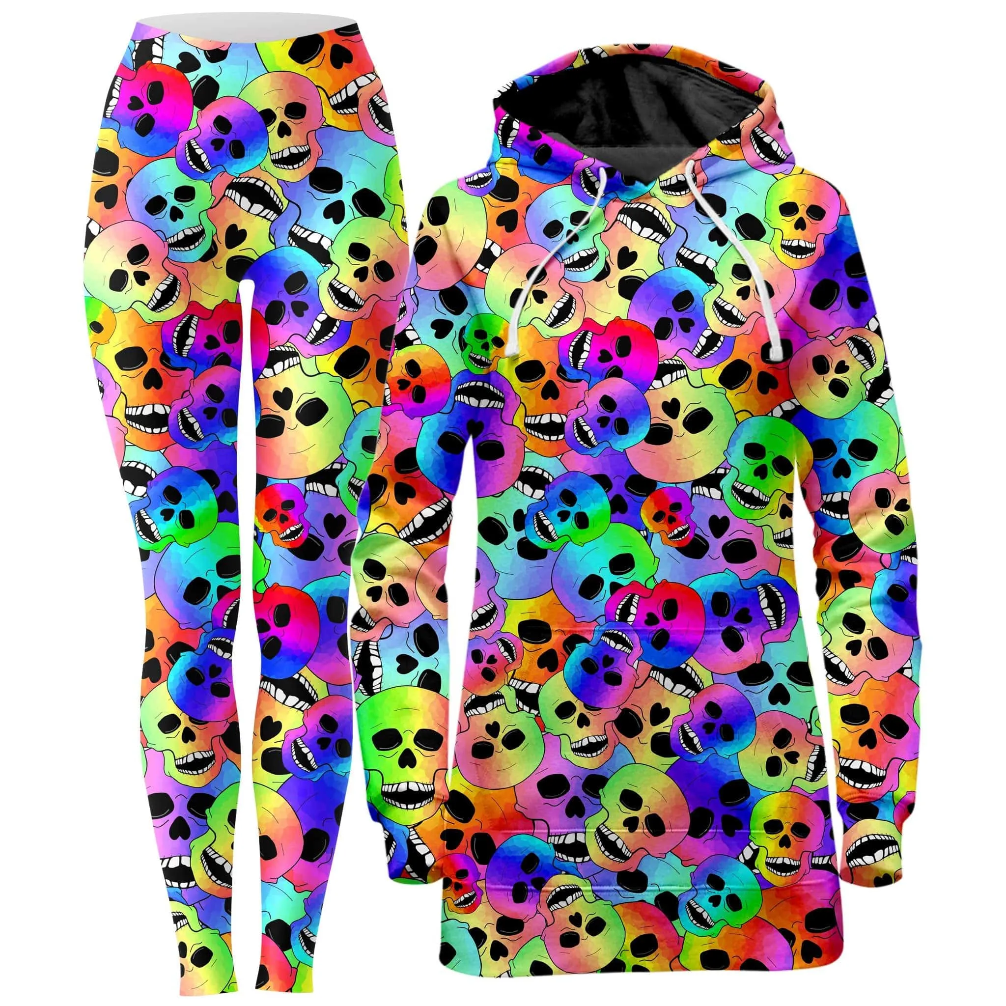 Happy Skulls Hoodie Dress and Leggings Combo sold by iEDM