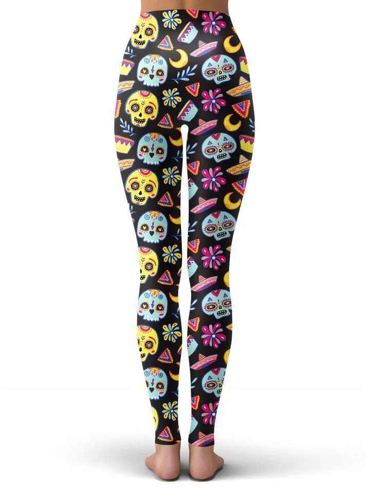 Dia Muertos Black Leggings sold by iEDM product image thumbnail 2