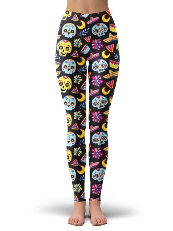 Dia Muertos Black Leggings sold by iEDM