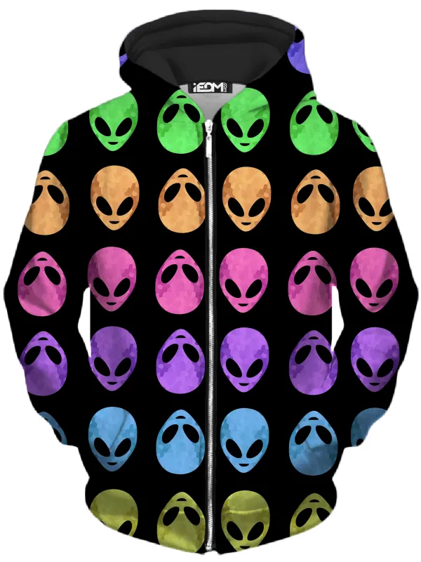 Alien Pattern Unisex Zip-Up Hoodie sold by iEDM