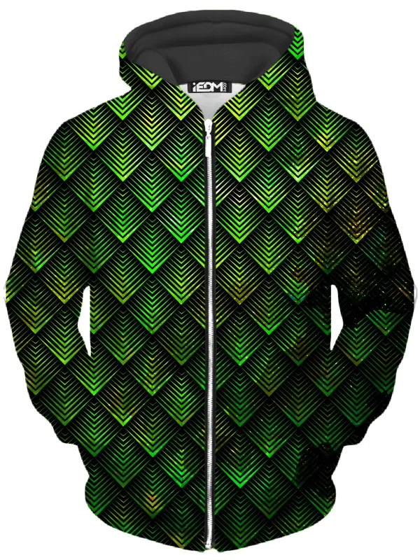 Galactic Dragon Scale Green Unisex Zip-Up Hoodie sold by iEDM