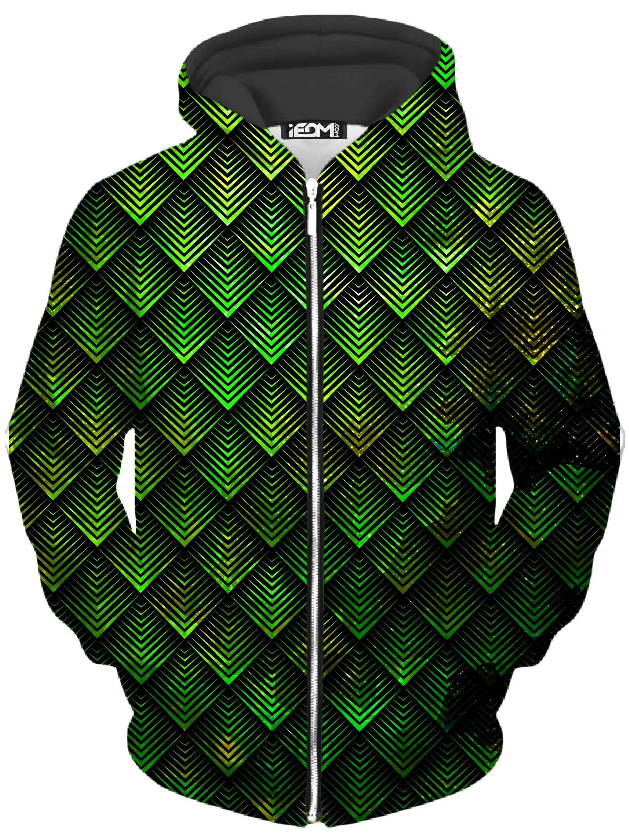 Galactic Dragon Scale Green Unisex Zip-Up Hoodie sold by iEDM
