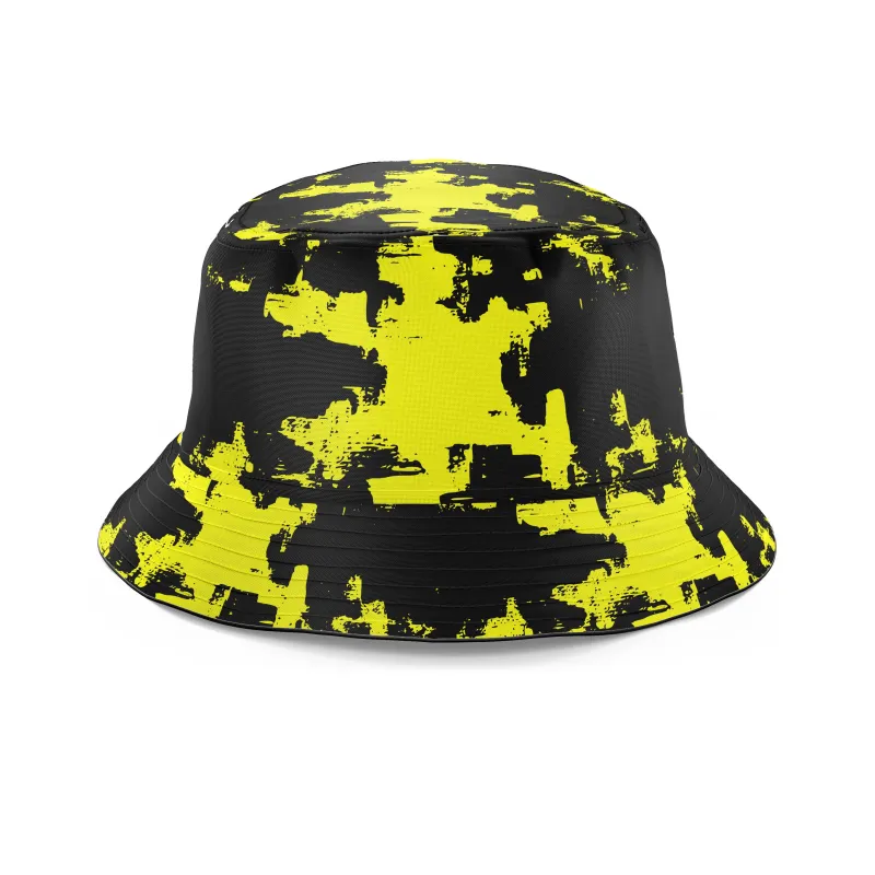 Black and Yellow Abstract Bucket Hat sold by iEDM