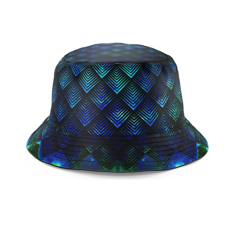 Galactic Dragon Scale Teal Bucket Hat sold by iEDM