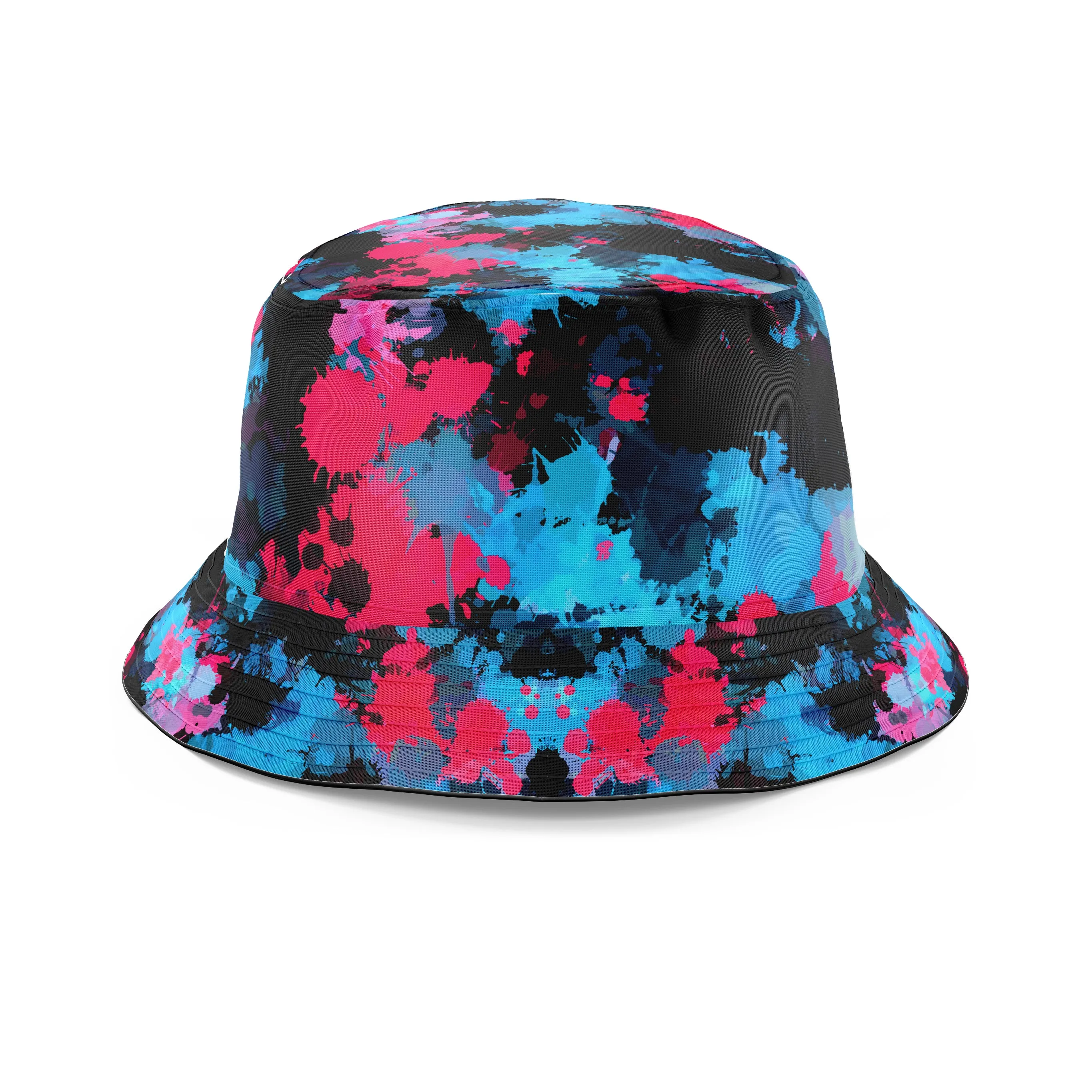 Pink and Blue Paint Splatter Bucket Hat sold by iEDM