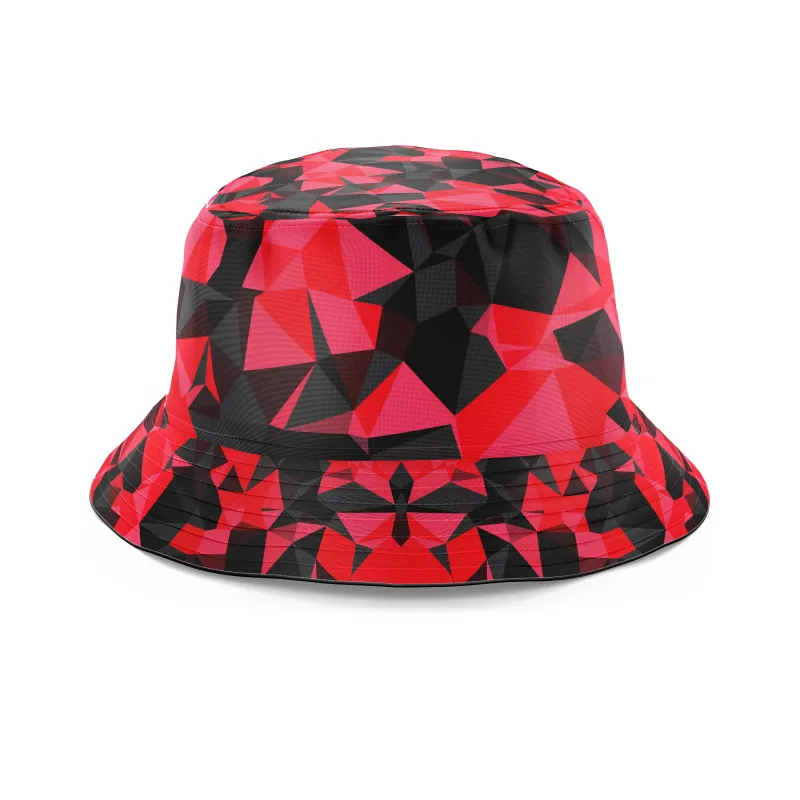 Red and Black Geo Bucket Hat sold by iEDM