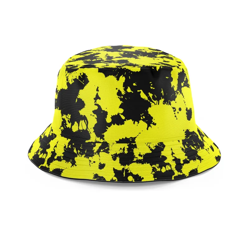 Yellow and Black Paint Splatter Bucket Hat sold by iEDM