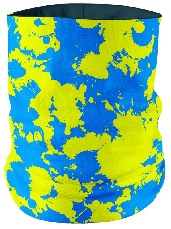 Yellow and Blue Paint Splatter Bandana Mask sold by iEDM