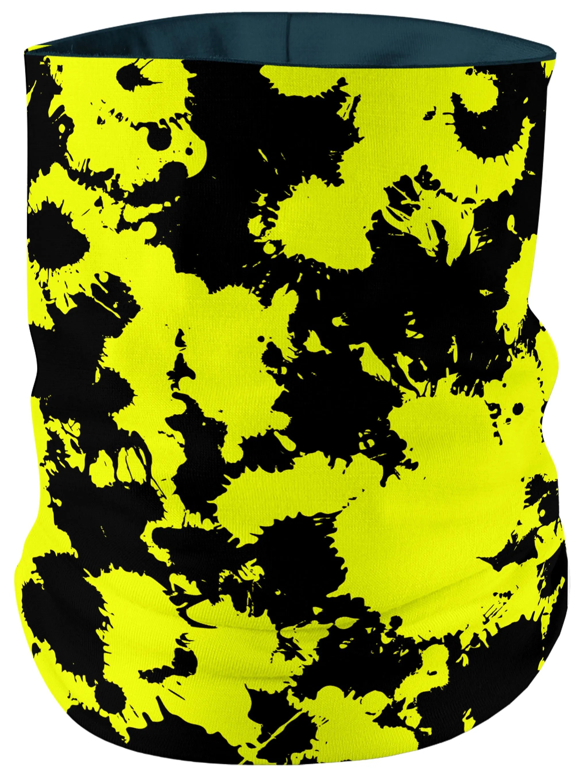 Yellow and Black Paint Splatter Bandana Mask sold by iEDM