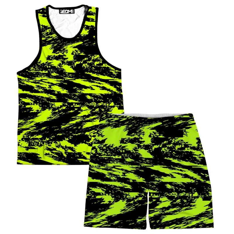 Black Lime Bolt Glitch Tank and Shorts Combo sold by iEDM
