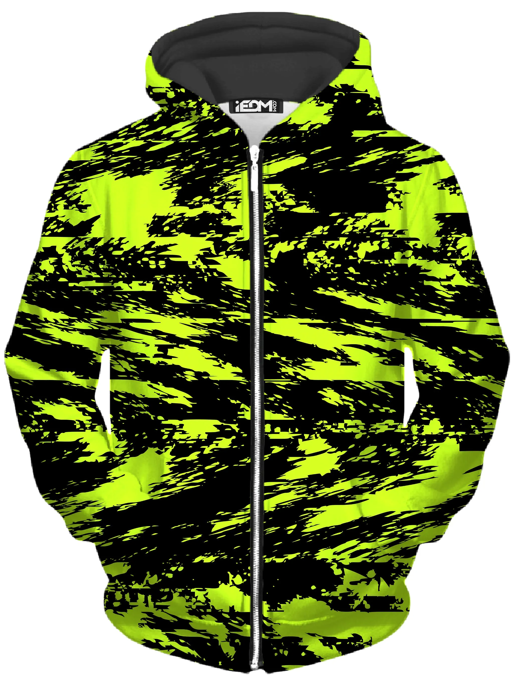 Black Lime Bolt Glitch Zip-Up Hoodie and Joggers Combo sold by iEDM product image thumbnail 2