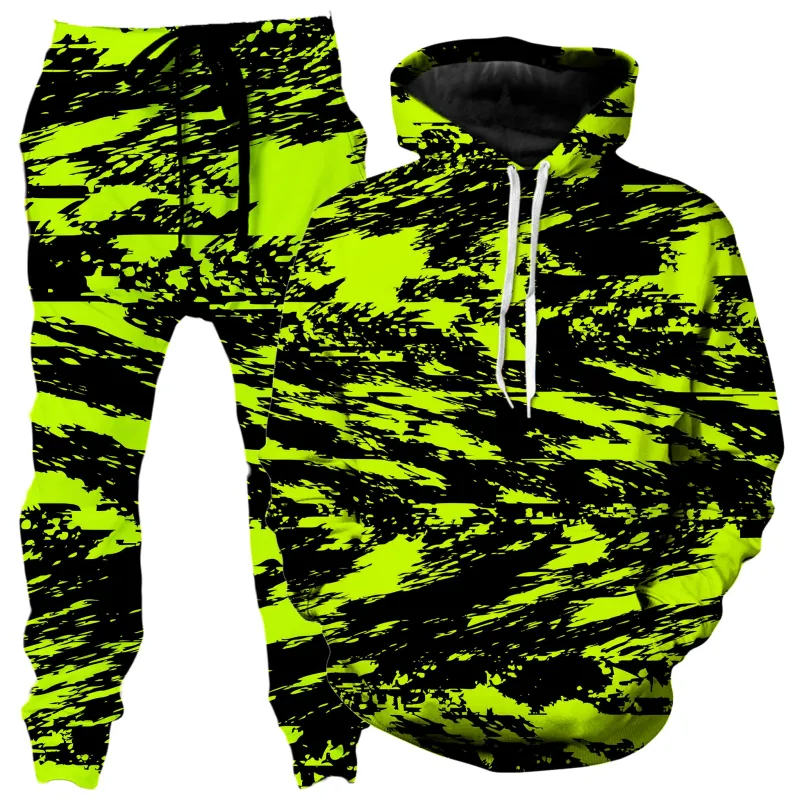 Black Lime Bolt Glitch Hoodie and Joggers Combo sold by iEDM