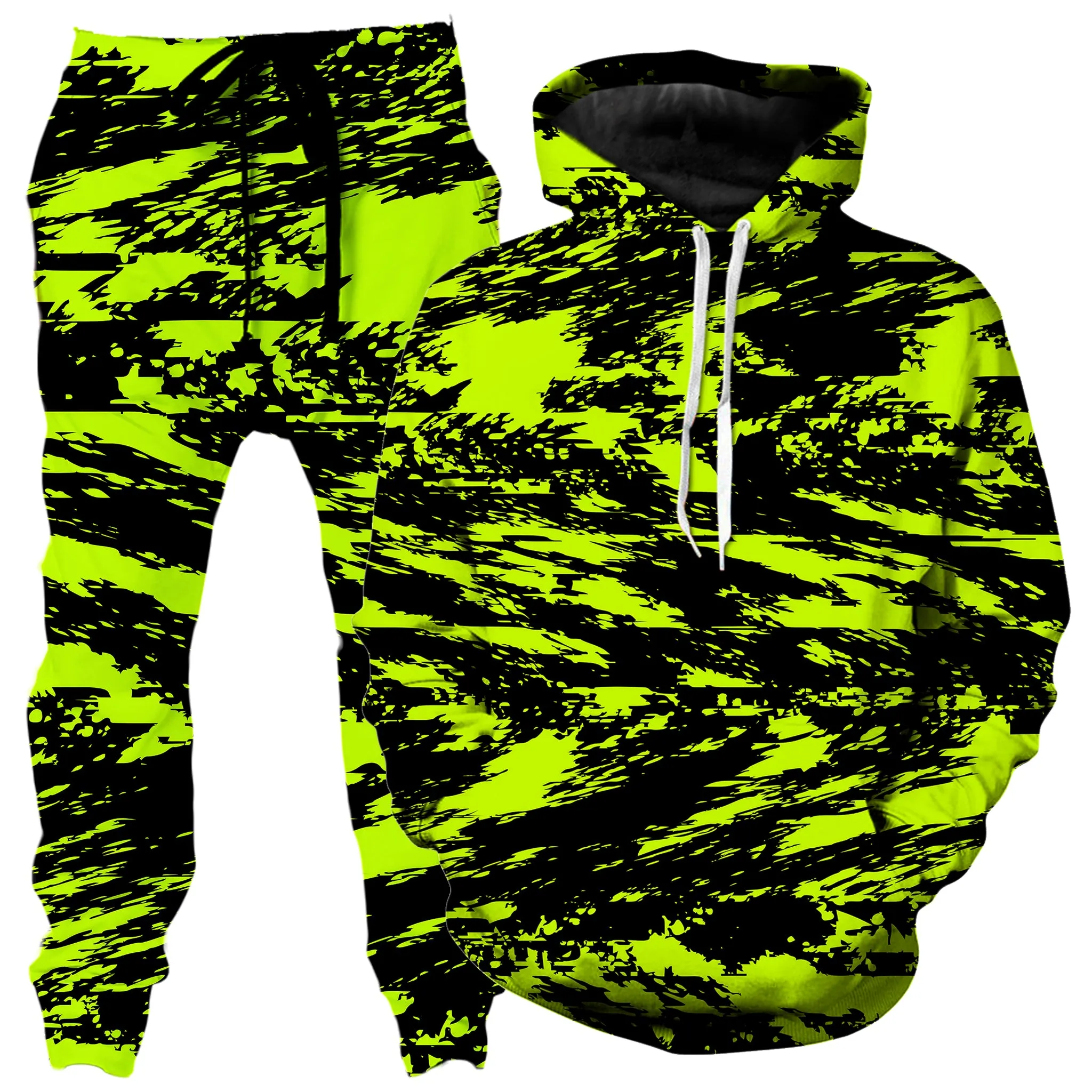 Black Lime Bolt Glitch Hoodie and Joggers Combo sold by iEDM