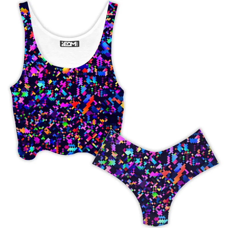 8-Bit Confetti Crop Top and Booty Shorts Combo sold by iEDM