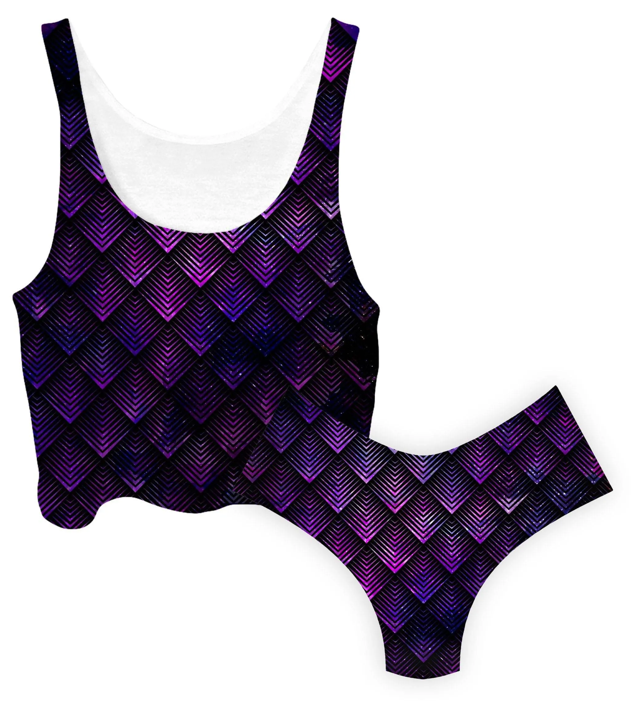 Galactic Dragon Scale Purple Crop Top and Booty Shorts Combo sold by iEDM
