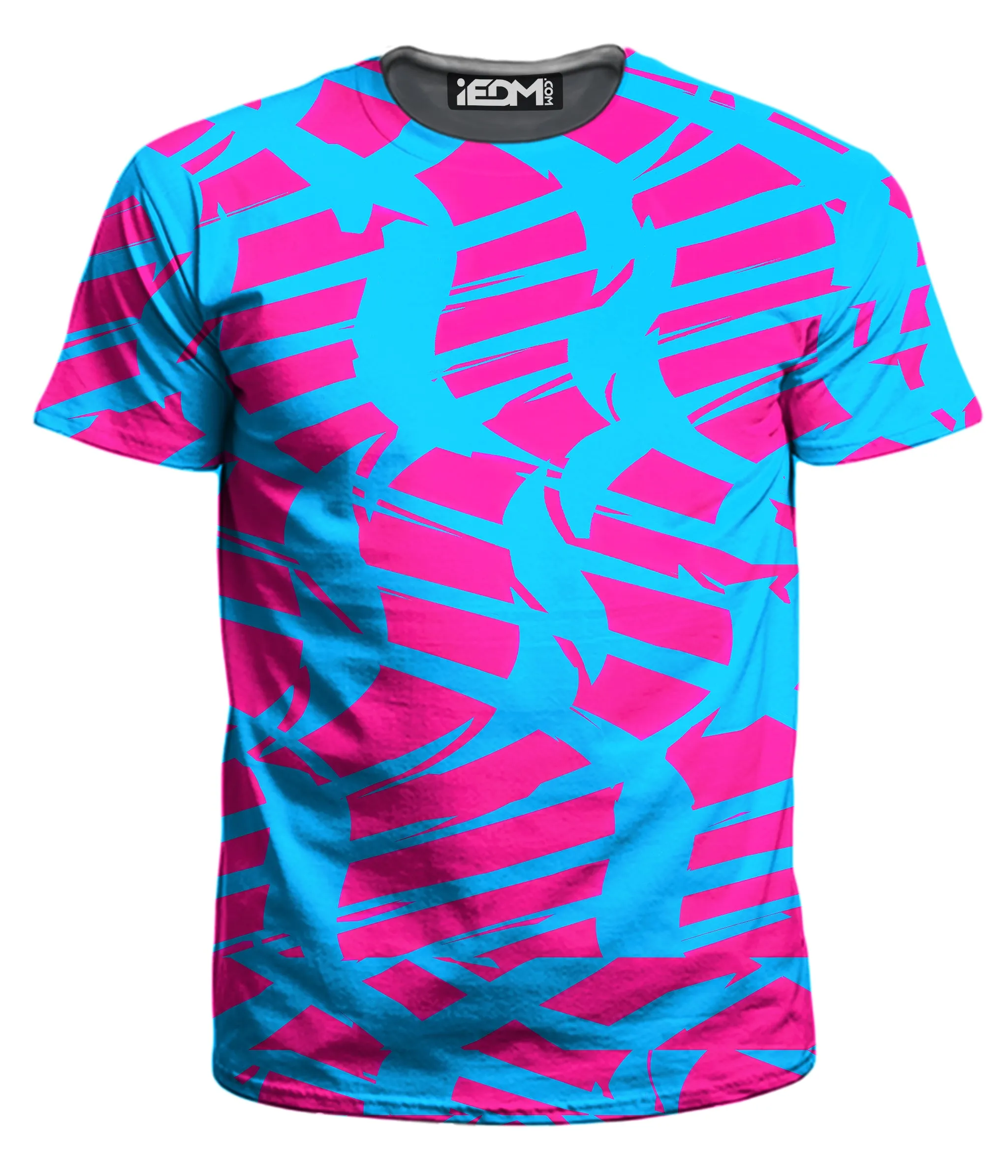 Pink and Blue Squiggly Rave Checkered T-Shirt and Shorts with Bucket Hat Combo sold by iEDM product image thumbnail 2