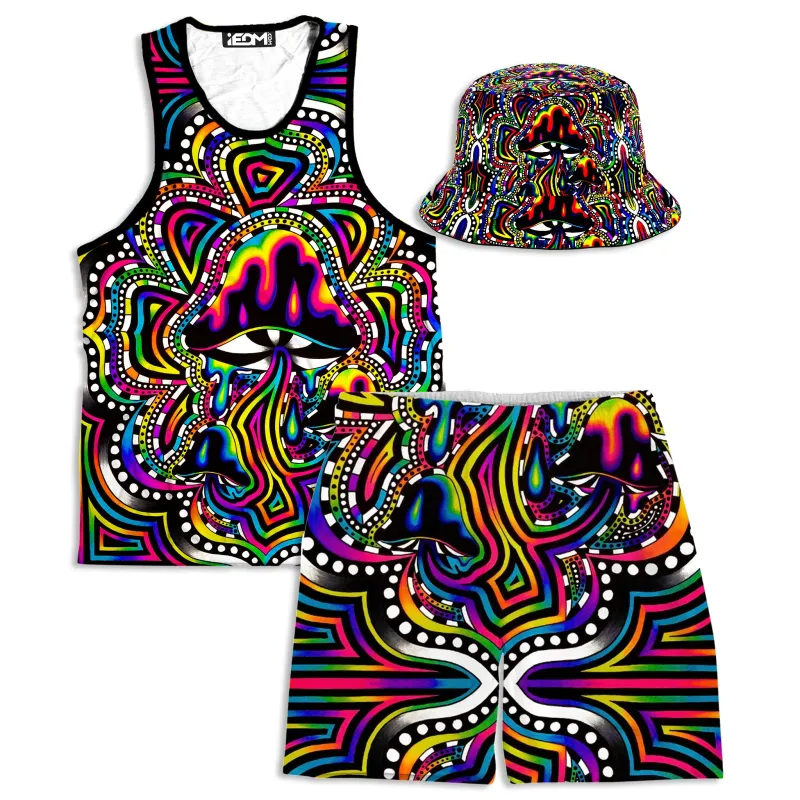 Briz Shroomz Men's Tank and Shorts with Bucket Hat Combo sold by iEDM