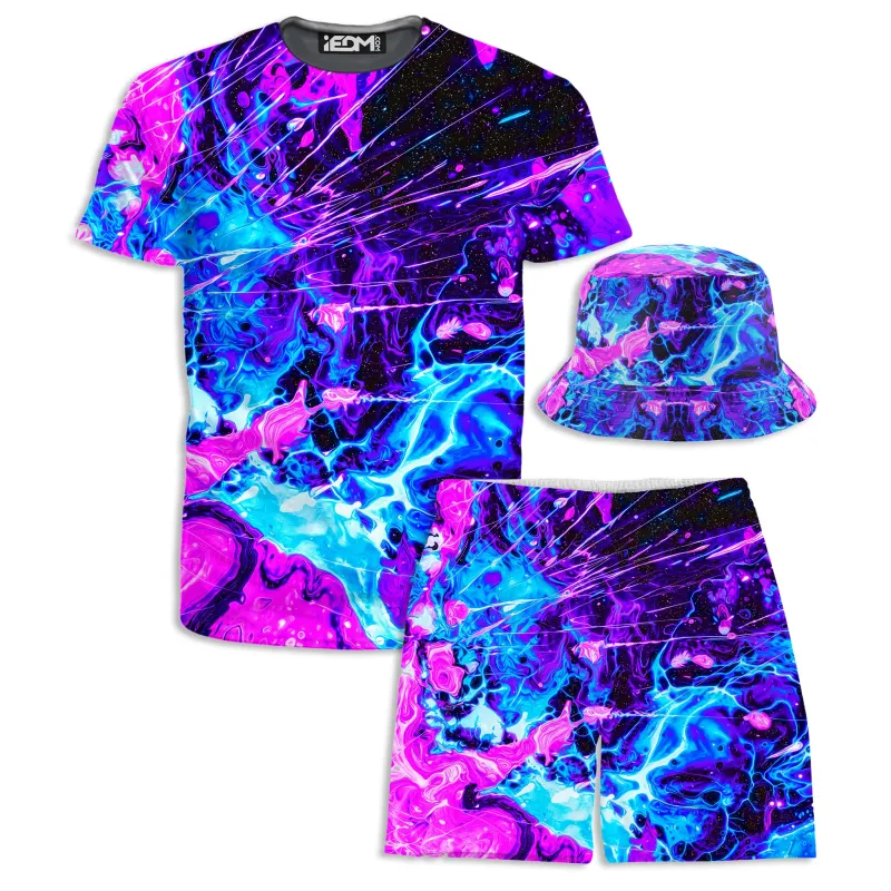 Cosmic Burst T-Shirt and Shorts with Bucket Hat Combo made by iEDM