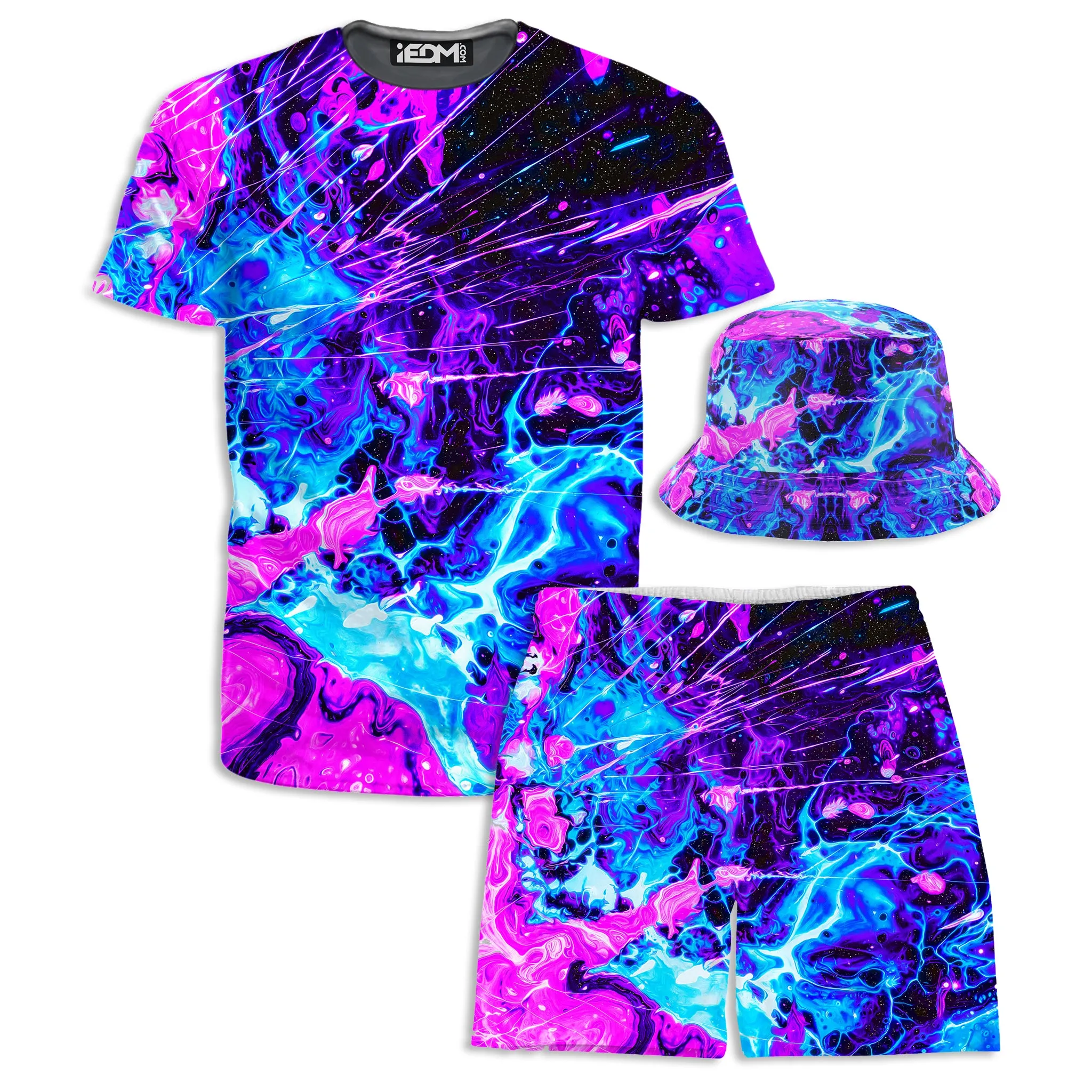 Cosmic Burst T-Shirt and Shorts with Bucket Hat Combo sold by iEDM