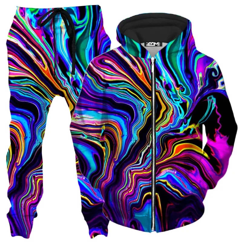 Neon Rift Zip-Up Hoodie and Joggers Combo sold by iEDM