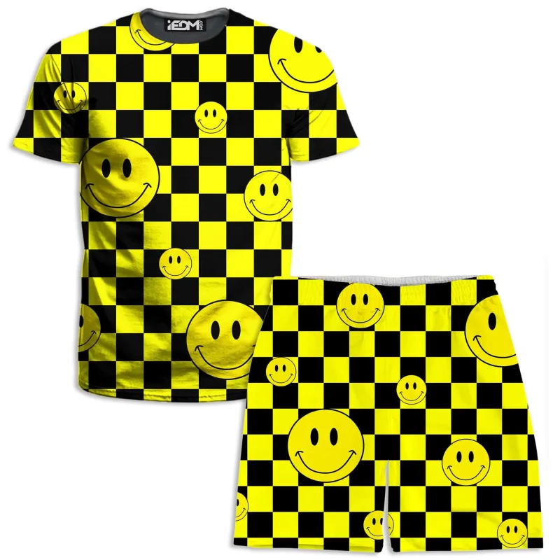 Smile Checkerboard T-Shirt and Shorts Combo sold by iEDM