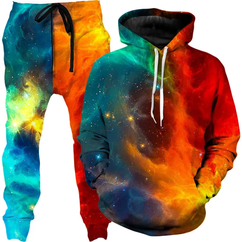 Fire and Ice Galaxy Hoodie and Joggers Combo sold by iEDM
