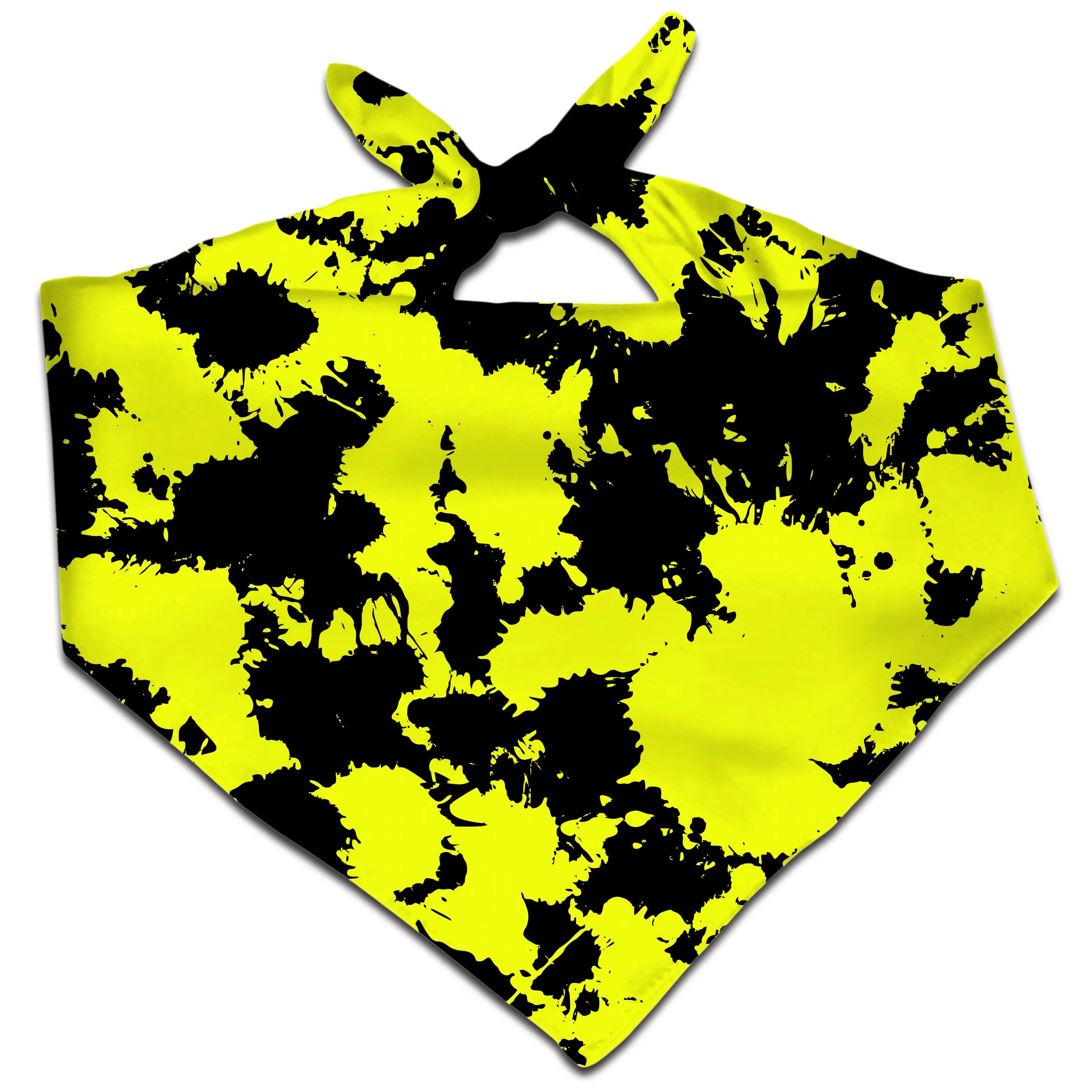 Yellow and Black Paint Splatter Bandana sold by iEDM
