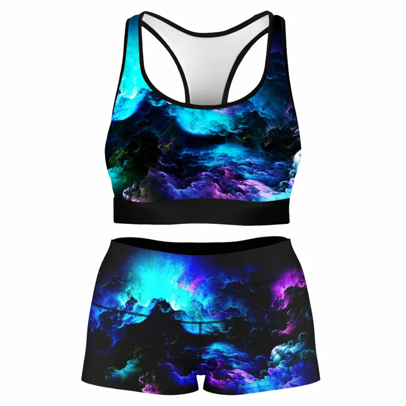 Dream Waves Rave Bra and High Waist Booty Shorts Combo sold by iEDM