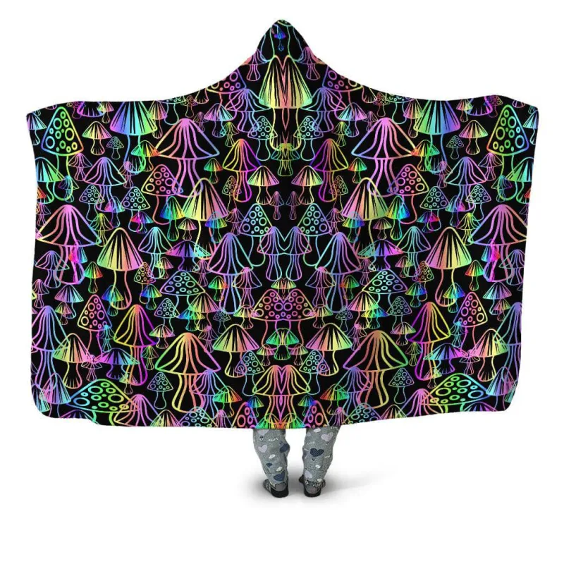Magic Mushrooms Hooded Blanket sold by iEDM