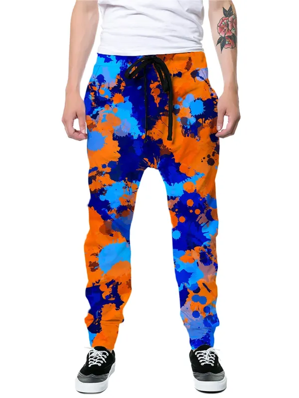Blue and Orange Paint Splatter 2 Joggers sold by iEDM