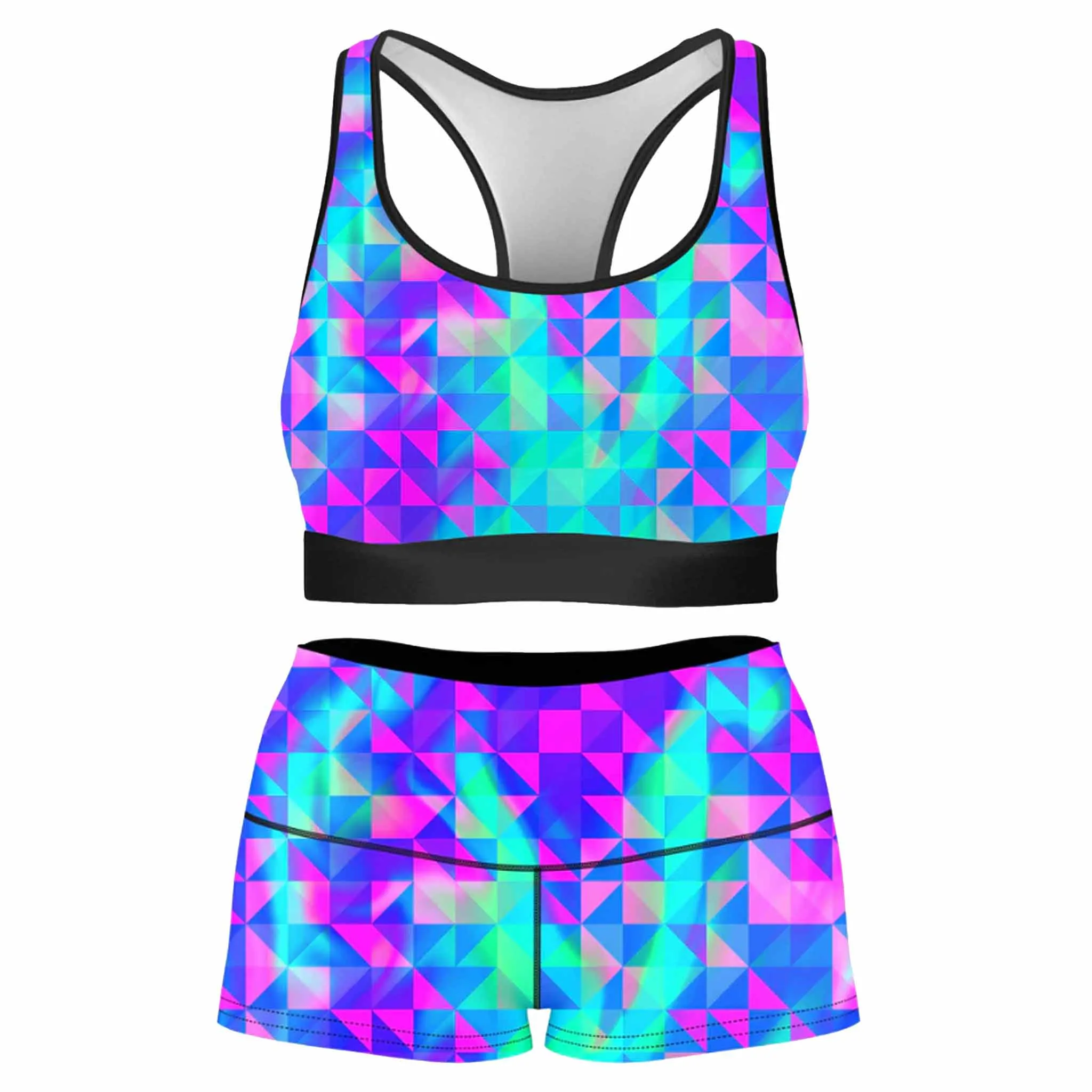 Raspberry Iced Tea Rave Bra and High Waist Booty Shorts Combo sold by iEDM