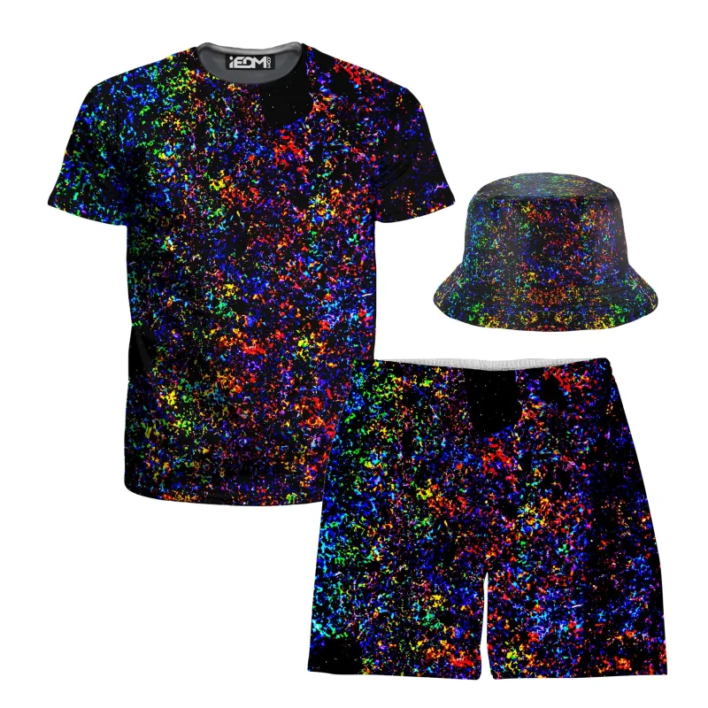 Lightning Rainbow T-Shirt and Shorts with Bucket Hat Combo sold by iEDM
