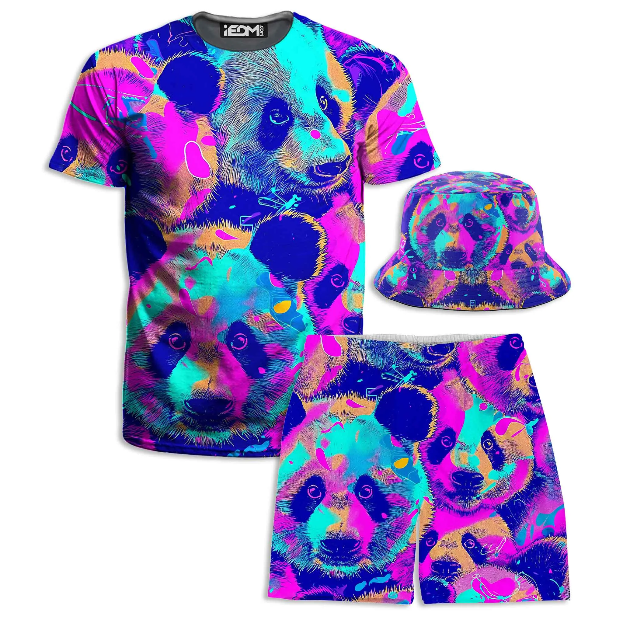 Panda Melt T-Shirt and Shorts with Bucket Hat Combo sold by iEDM