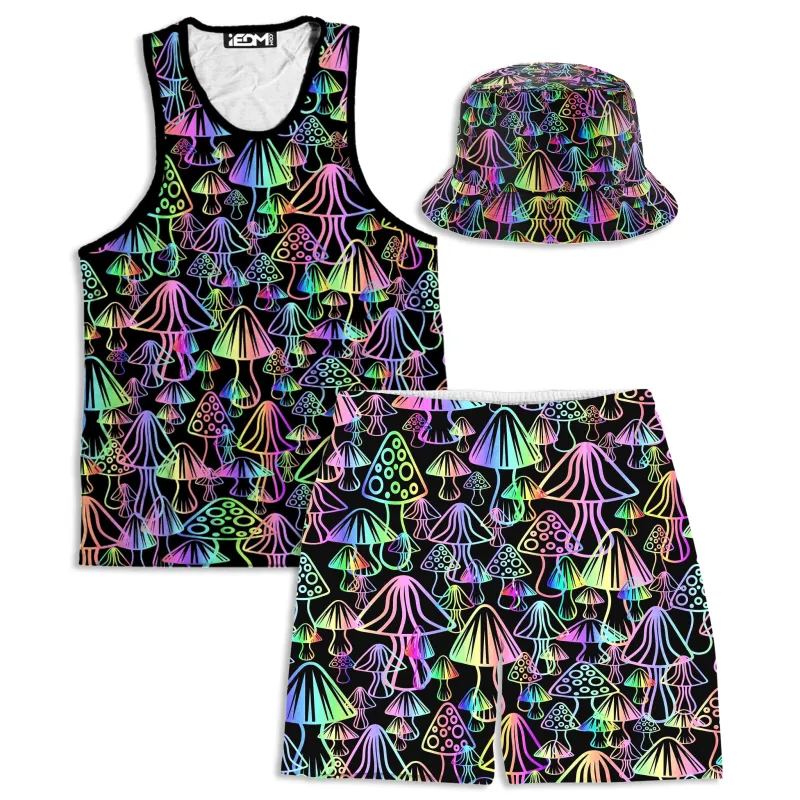 Magic Mushrooms Men's Tank and Shorts with Bucket Hat Combo sold by iEDM