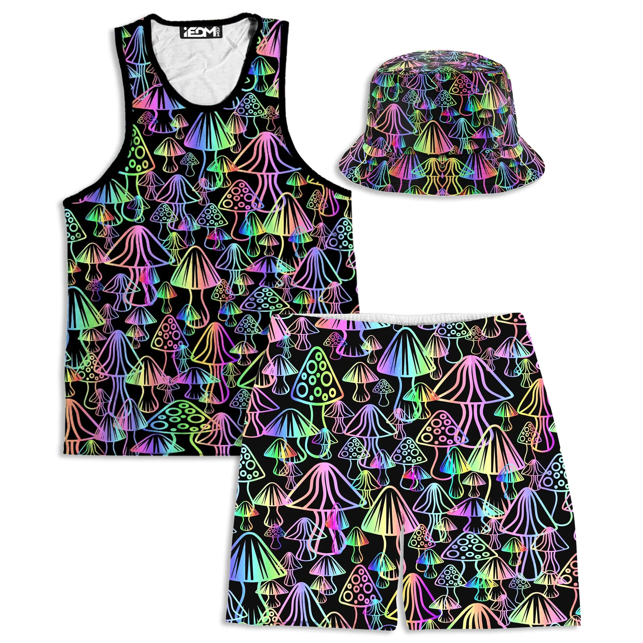 Magic Mushrooms Men's Tank and Shorts with Bucket Hat Combo sold by iEDM