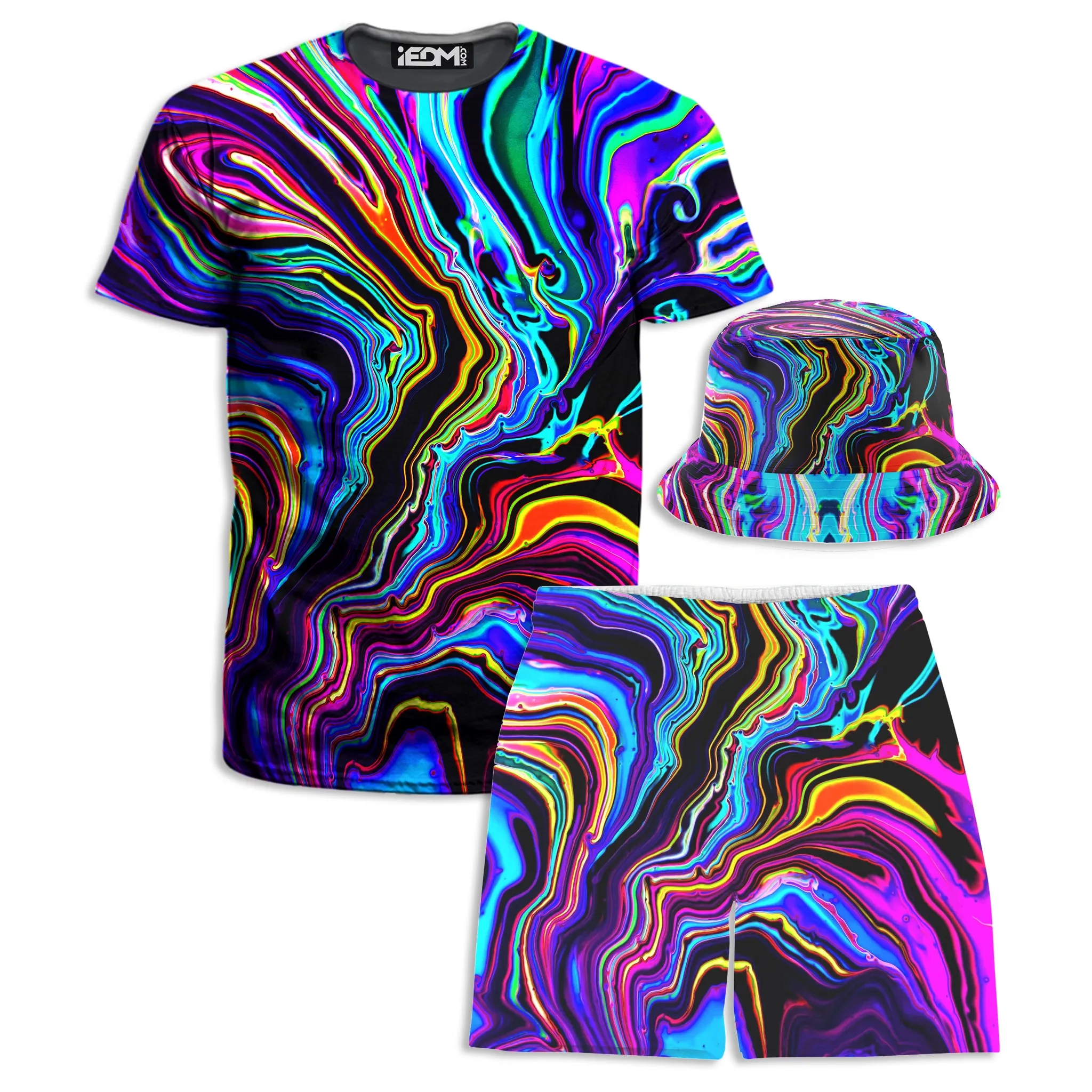 Neon Rift T-Shirt and Shorts with Bucket Hat Combo sold by iEDM