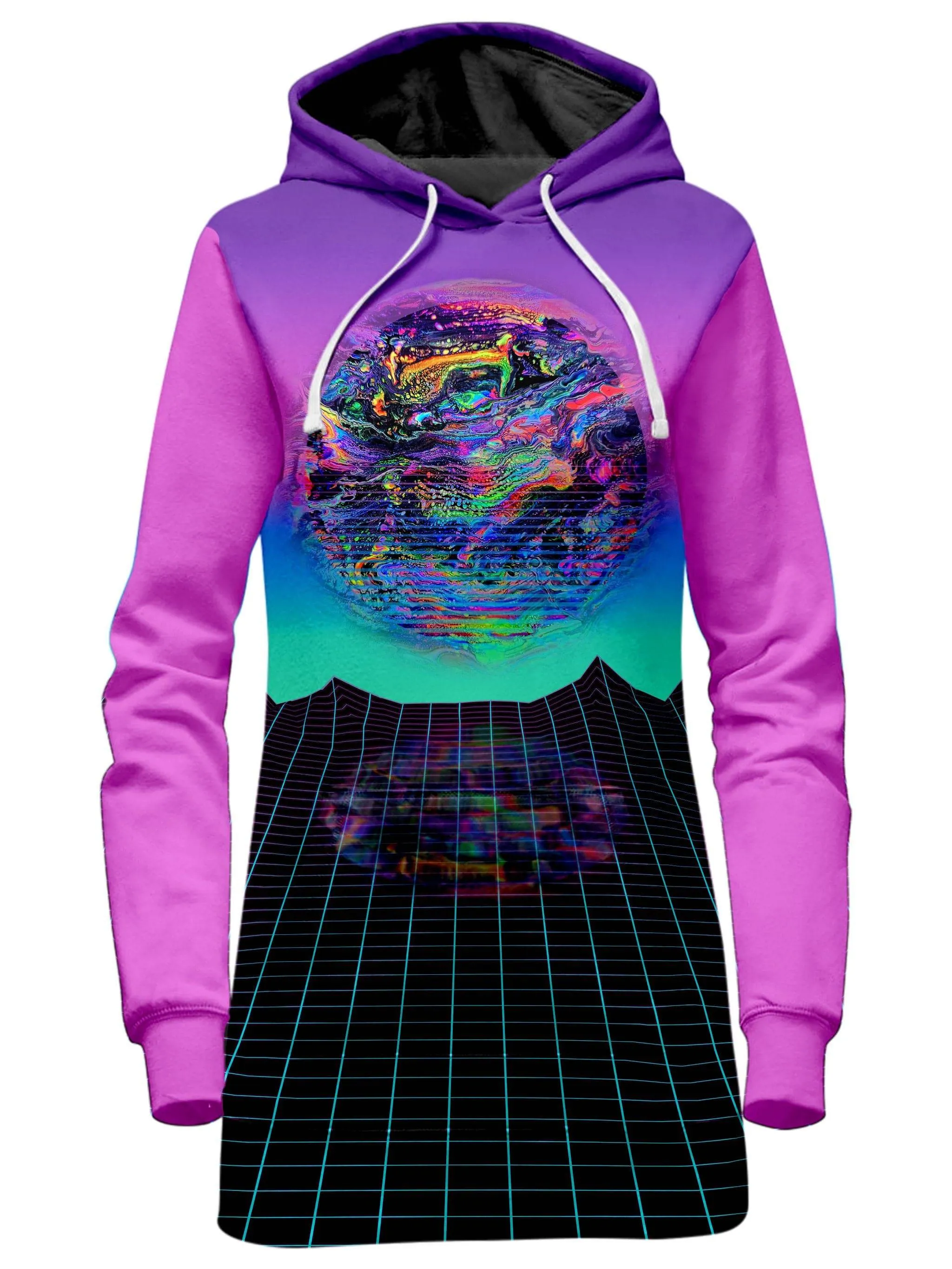 Psychedelic Outrun Hoodie Dress sold by iEDM