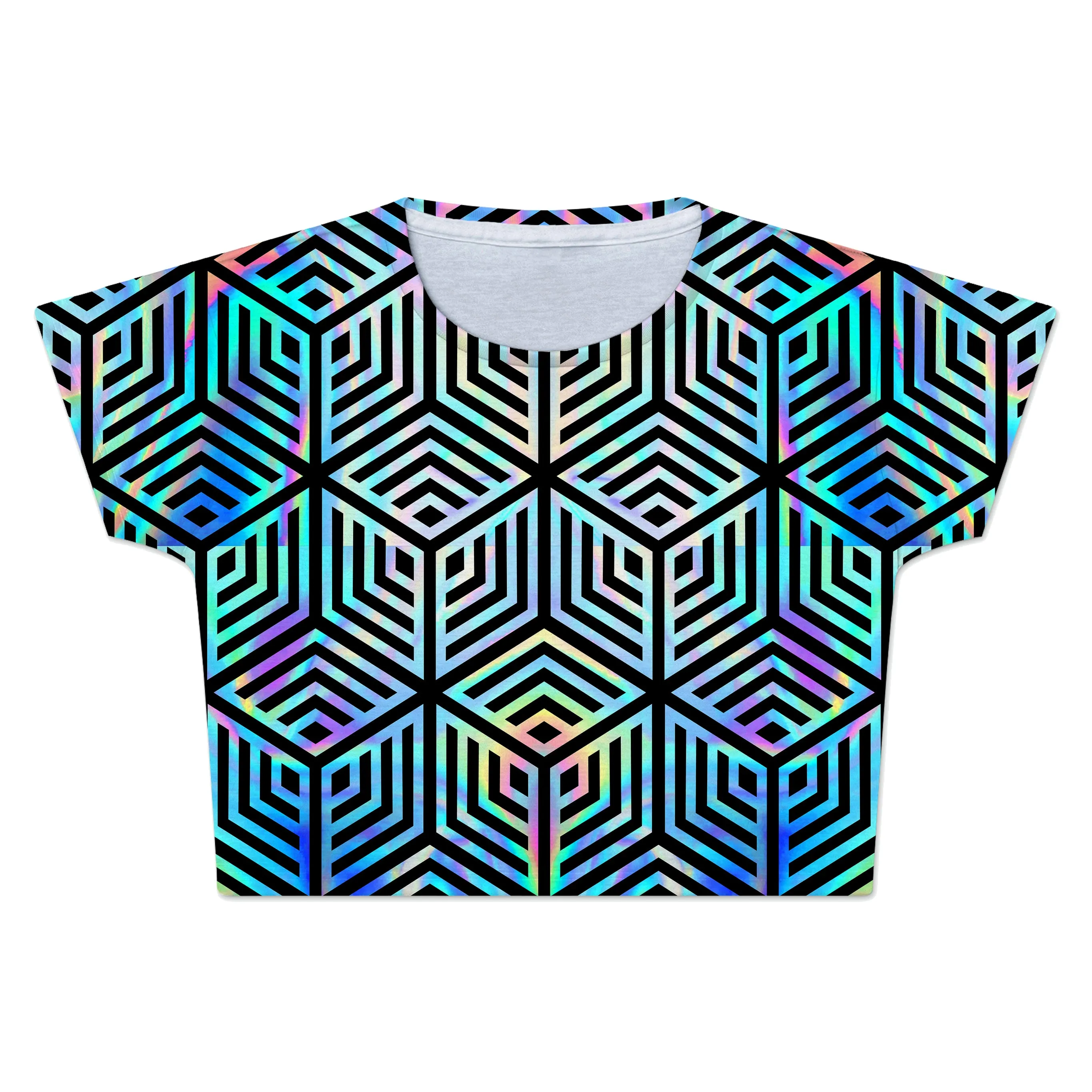 Holographic Hexagon Crop Tee sold by iEDM