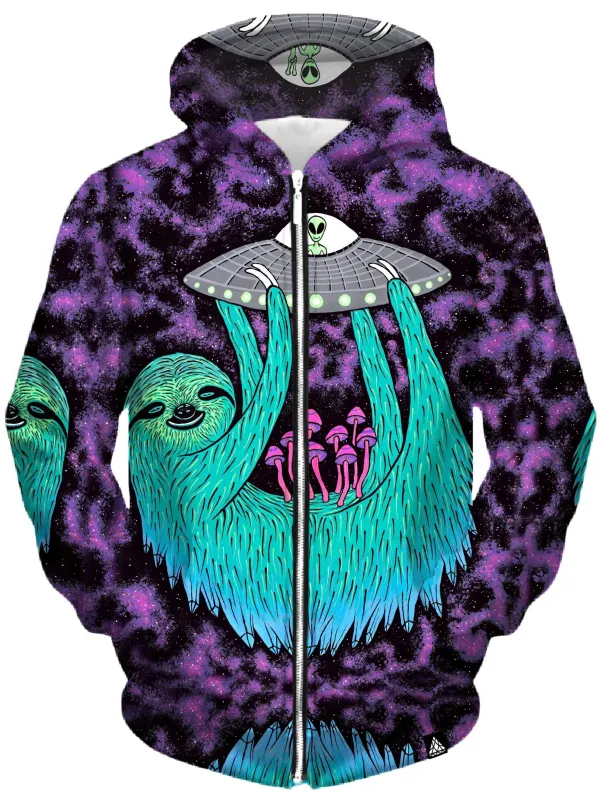 Sloth Abduction Unisex Zip-Up Hoodie sold by iEDM