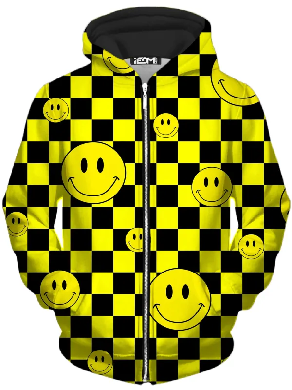 Smile Checkerboard Unisex Zip-Up Hoodie sold by iEDM