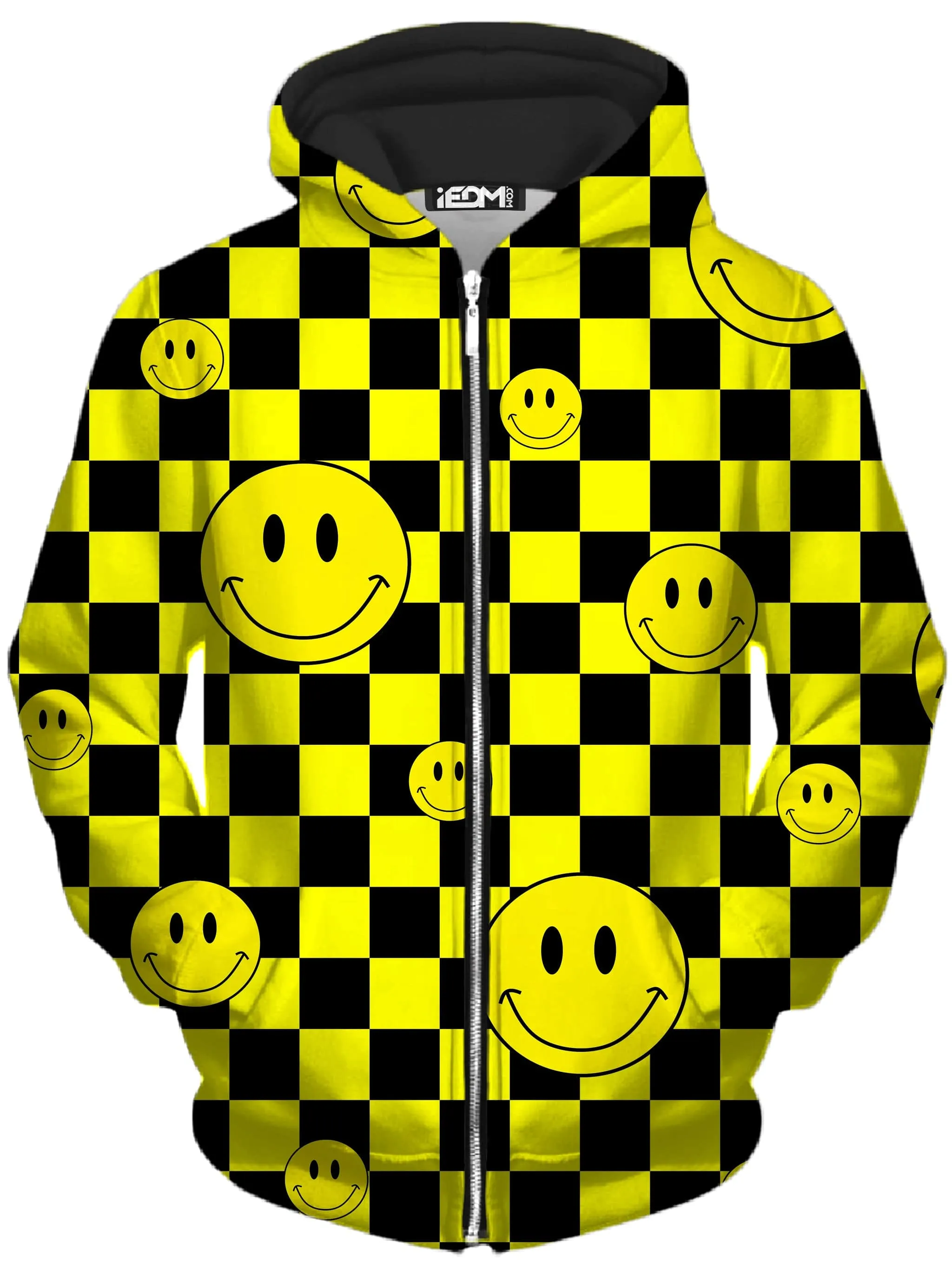 Smile Checkerboard Unisex Zip-Up Hoodie sold by iEDM